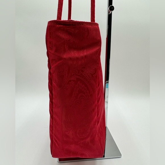 ETRO-Authentic- Red canvas Shoulder Tote - Picture 4 of 15
